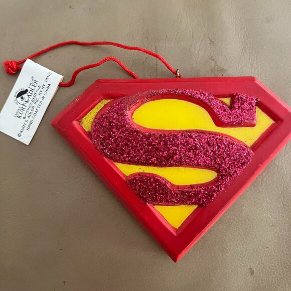 VTG SUPERMAN SHIELD Symbol Ornament Kurt Adler 2000 DC Comics - Picture 1 of 2